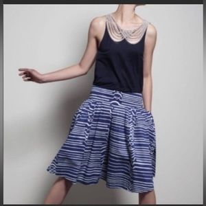 MAEVE Anthropologie Blue Waves Skirt 100% Cotton w/ Pockets! Size 12